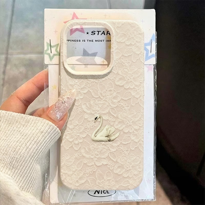 Usb Charger - Casing Ponsel Motif Angsa Renda Tekstur