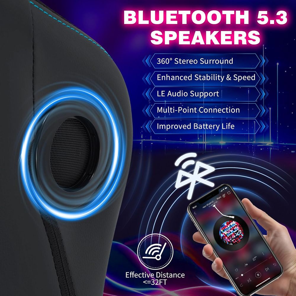 Kursi Gaming dengan Lampu LED, - Bluetooth Speaker ulasan dan harga